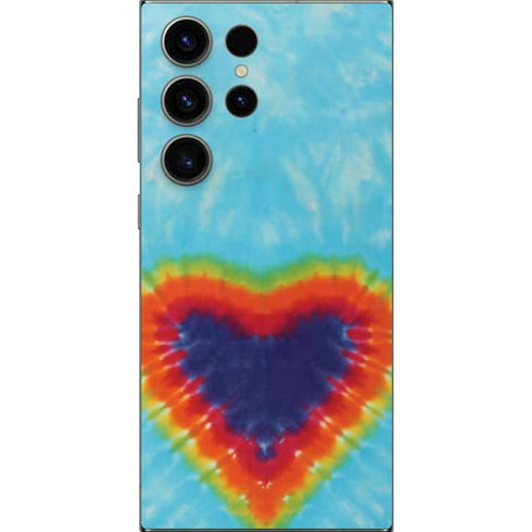 Liquid Blue Tie Dye Heart Galaxy S25 Ultra Skin